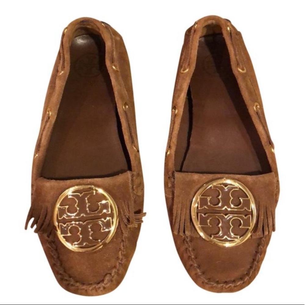 Tory Burch Toffee Suede Alexandra Moccasin Flats. Worn once!